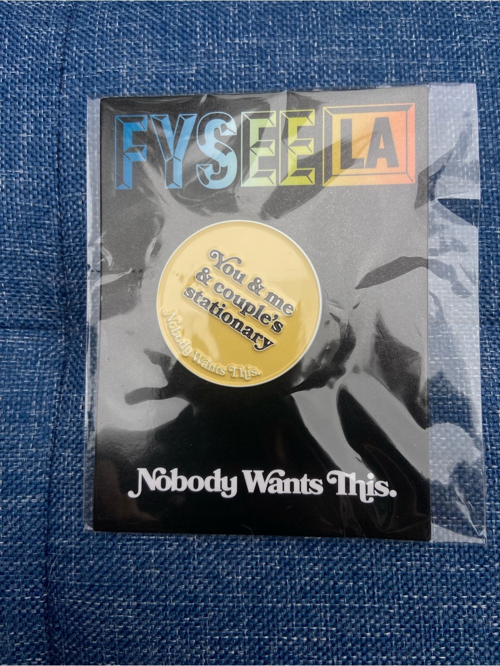 FYSEE LA 'You & Me & Couple's Stationary' Round yellow pin Netflix